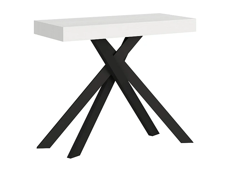 Consola extensible 90x40/196 cm Krack Small fresno blanco patas antracita