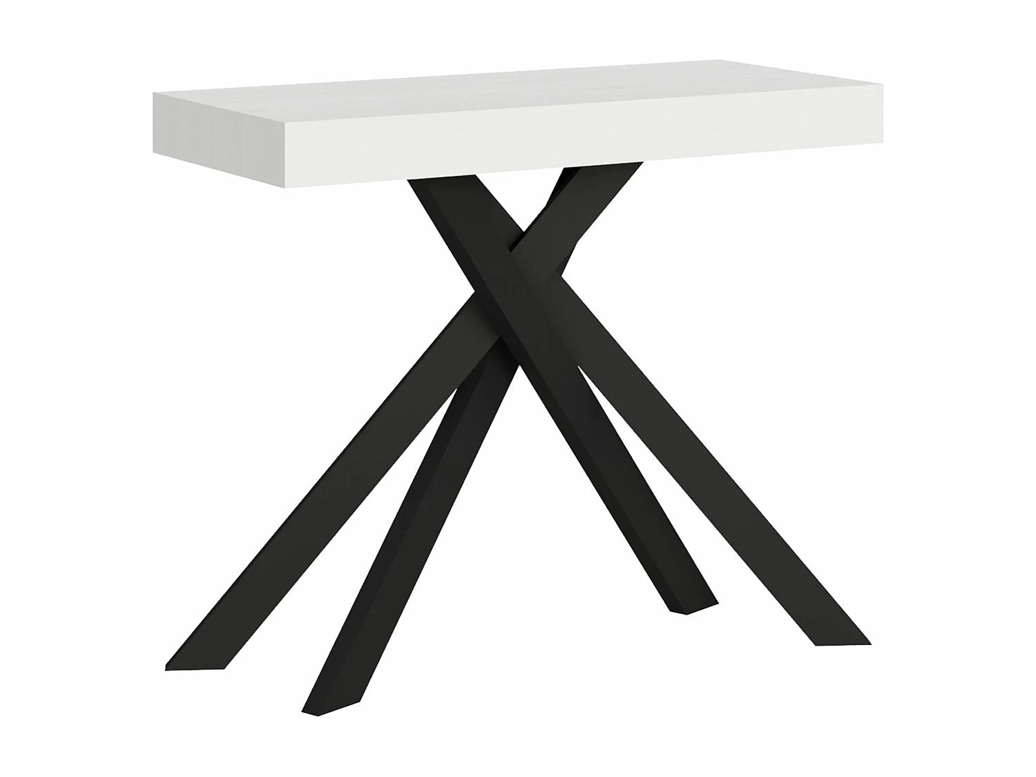 Console extensible 90x40/196 cm Krack Small frêne blanc pieds anthracite