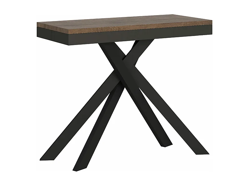 Console extensible 90x40/300 cm Krack Evolution noyer cadre anthracite