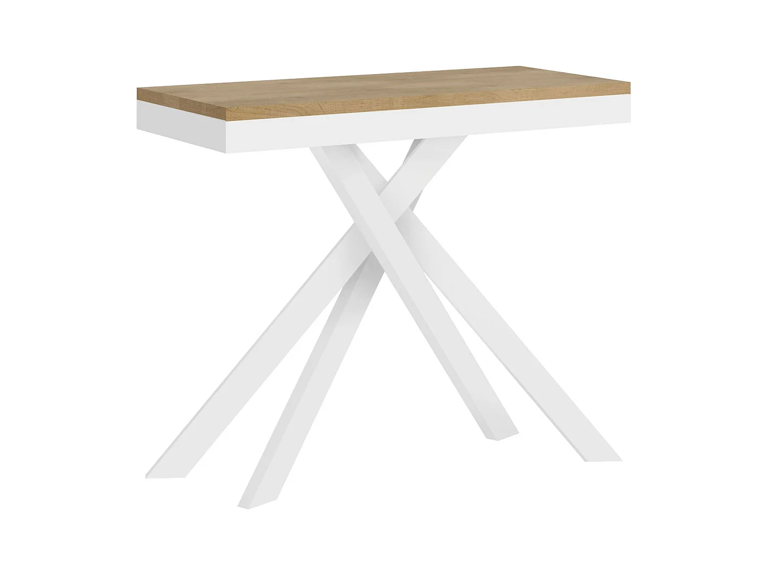 Console extensible 90x40/196 cm Krack Small Evolution chêne nature cadre blanc