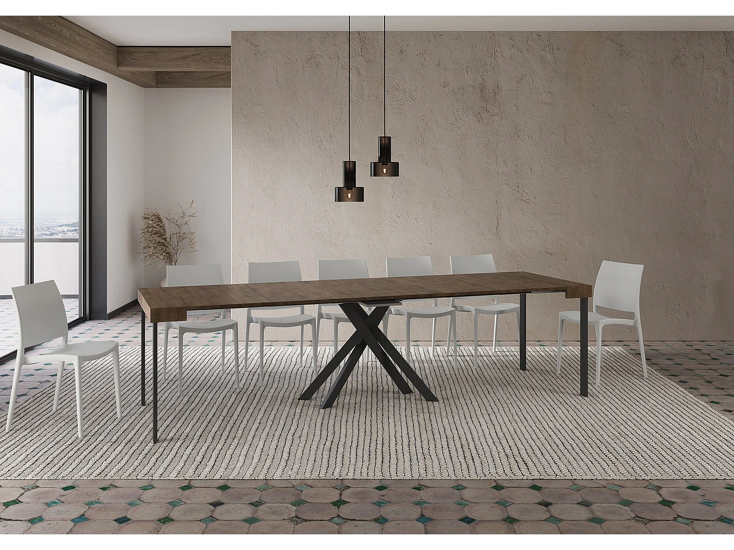 Console extensible 90x40/300 cm Krack noyer pieds anthracite
