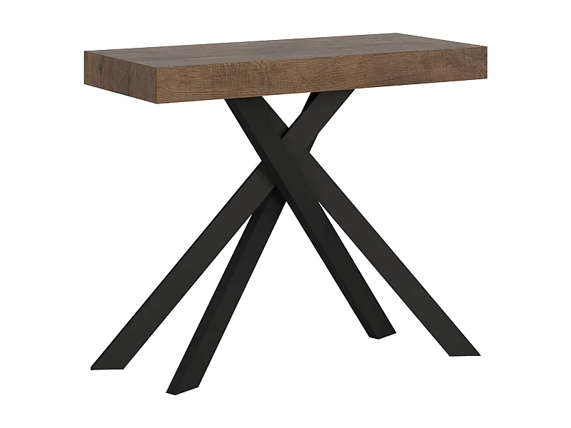 Konsola rozkładana 90x40/300 cm Krack orzech nogi w kolorze antracytu