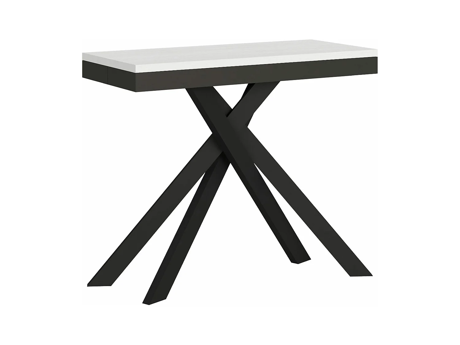 Uitschuifbare sidetable 90x40/196 cm Krack Small Evolution eiken wit met antraciet frame