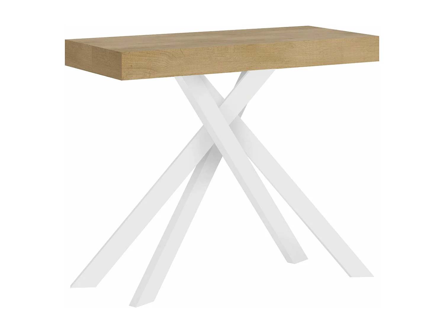 Console extensible 90x40/300 cm Krack chêne nature pieds blancs