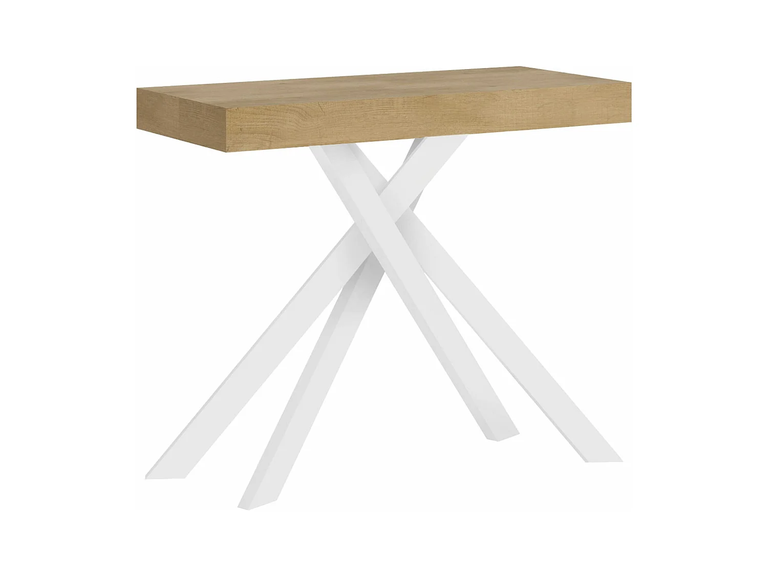 Console extensible 90x40/300 cm Krack chêne nature pieds blancs