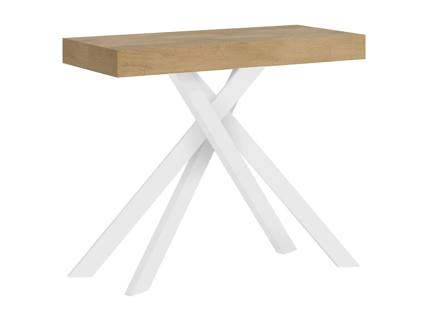 Console extensible 90x40/300 cm Krack chêne nature pieds blancs