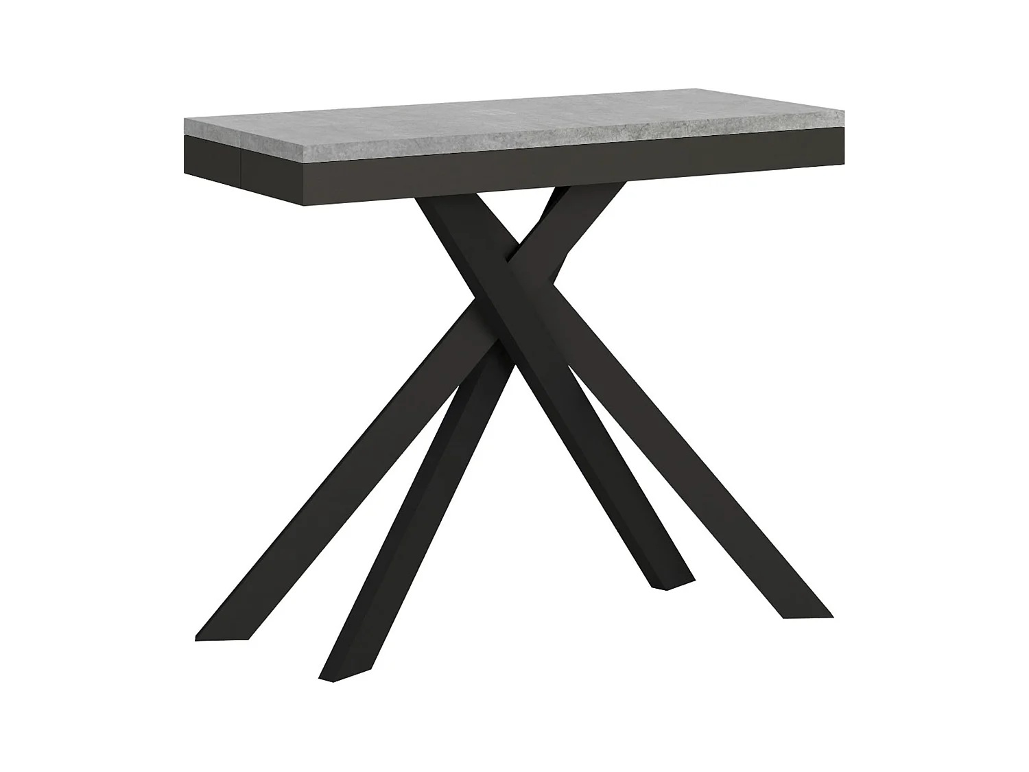 Uitschuifbare sidetable 90x40/196 cm Krack Small Evolution cement met antraciet frame