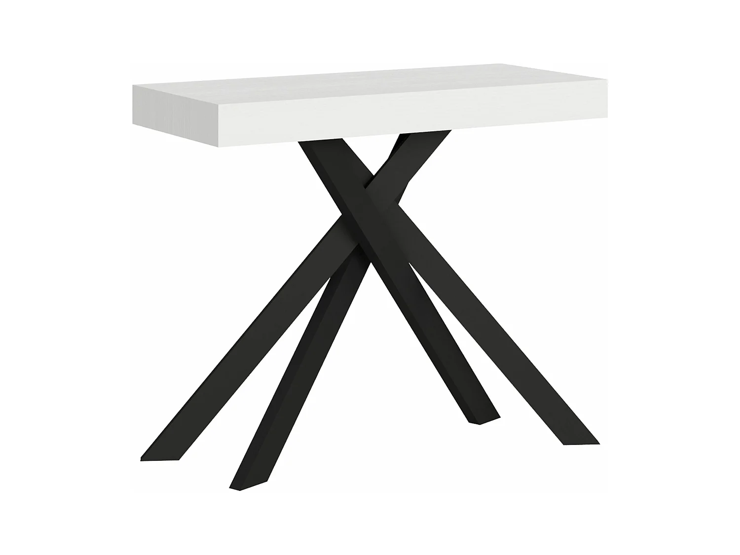 Console extensible 90x40/300 cm Krack frêne blanc pieds anthracite