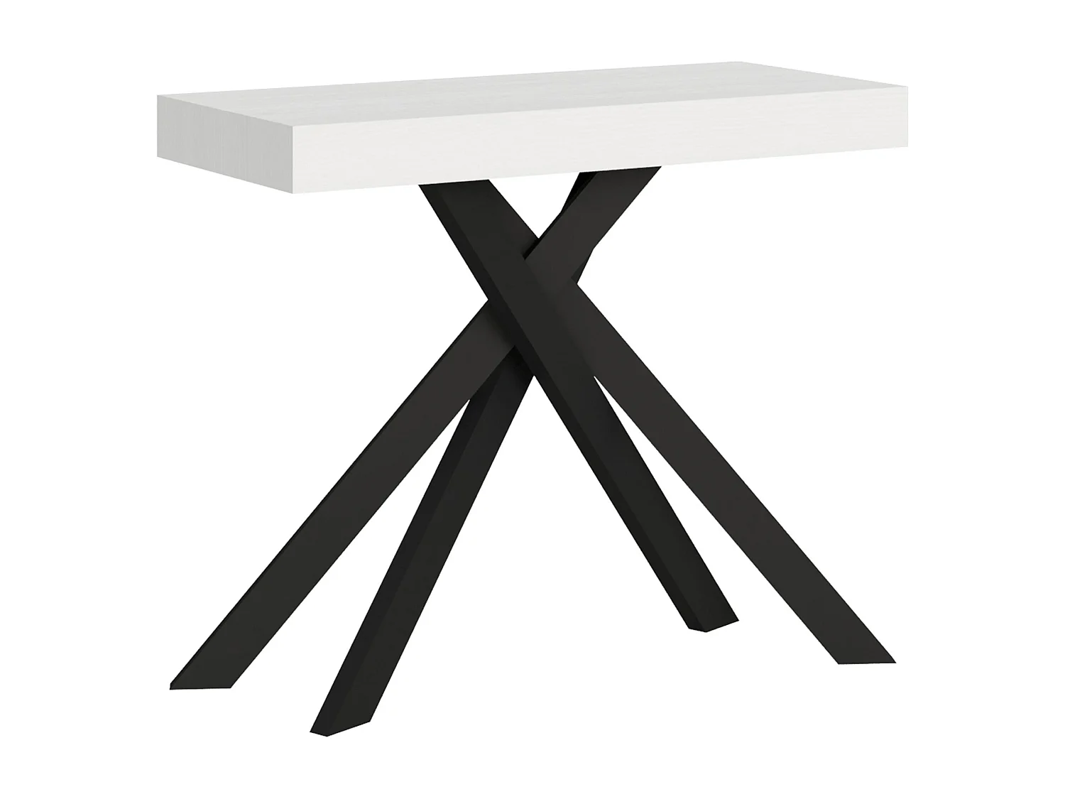 Console extensible 90x40/300 cm Krack frêne blanc pieds anthracite