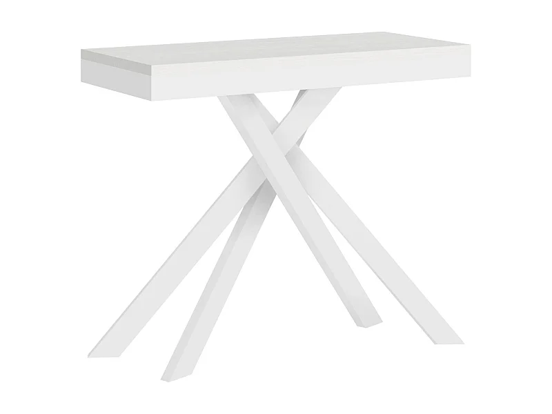 Console extensible 90x40/300 cm Krack Evolution frêne blanc cadre blanc