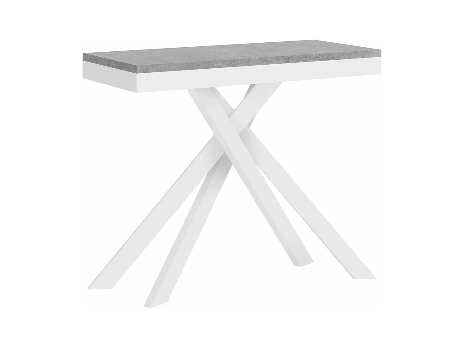 Console extensible 90x40/196 cm Krack Small Evolution gris béton cadre blanc