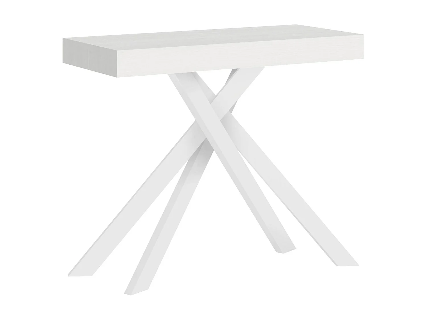 Console extensible 90x40/300 cm Krack frêne blanc pieds blancs