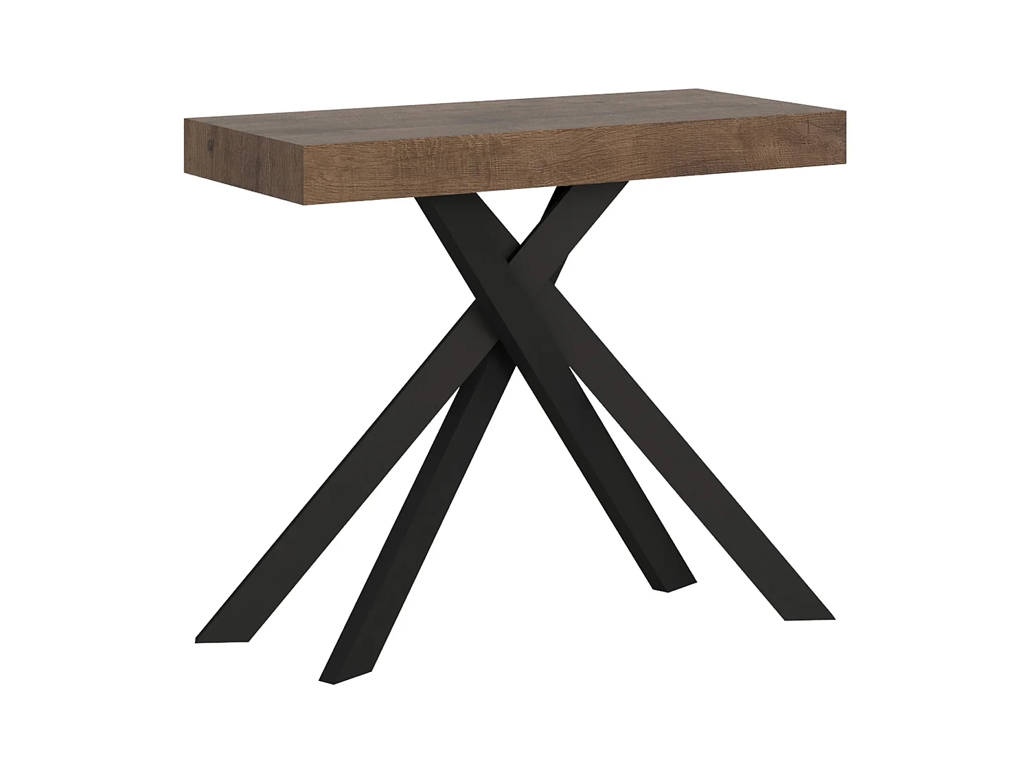 Ausziehbarer Konsolentisch 90x40/196 cm Krack Small Nussbaum mit anthrazitfarbenen Füßen