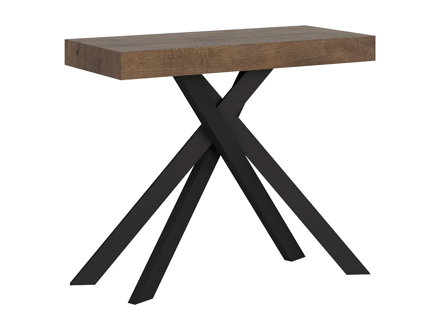 Ausziehbarer Konsolentisch 90x40/196 cm Krack Small Nussbaum mit anthrazitfarbenen Füßen