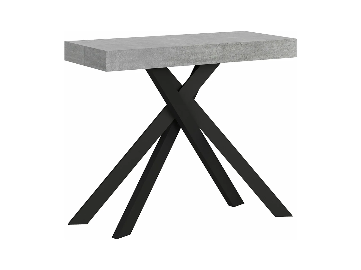 Console extensible 90x40/196 cm Krack Small gris béton pieds anthracite