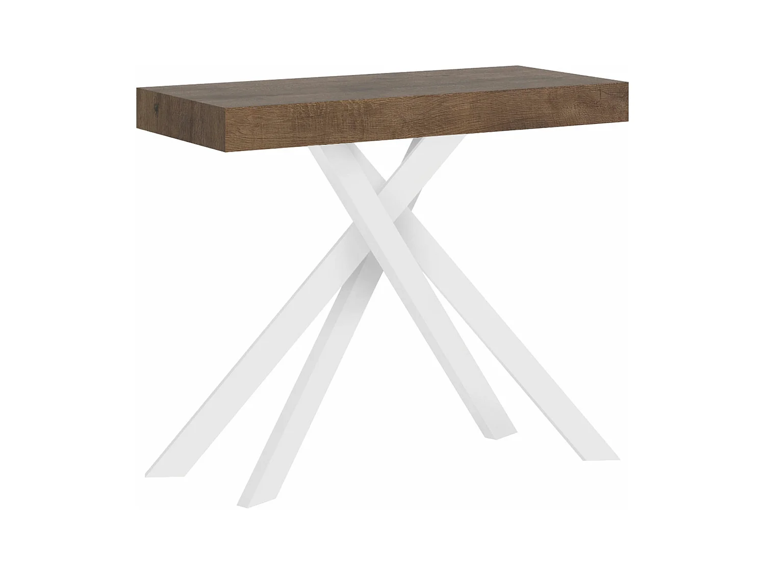 Console extensible 90x40/300 cm Krack noyer pieds blancs
