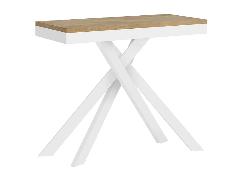Consola extensible 90x40/300 cm Krack Evolution roble natural estructura blanca