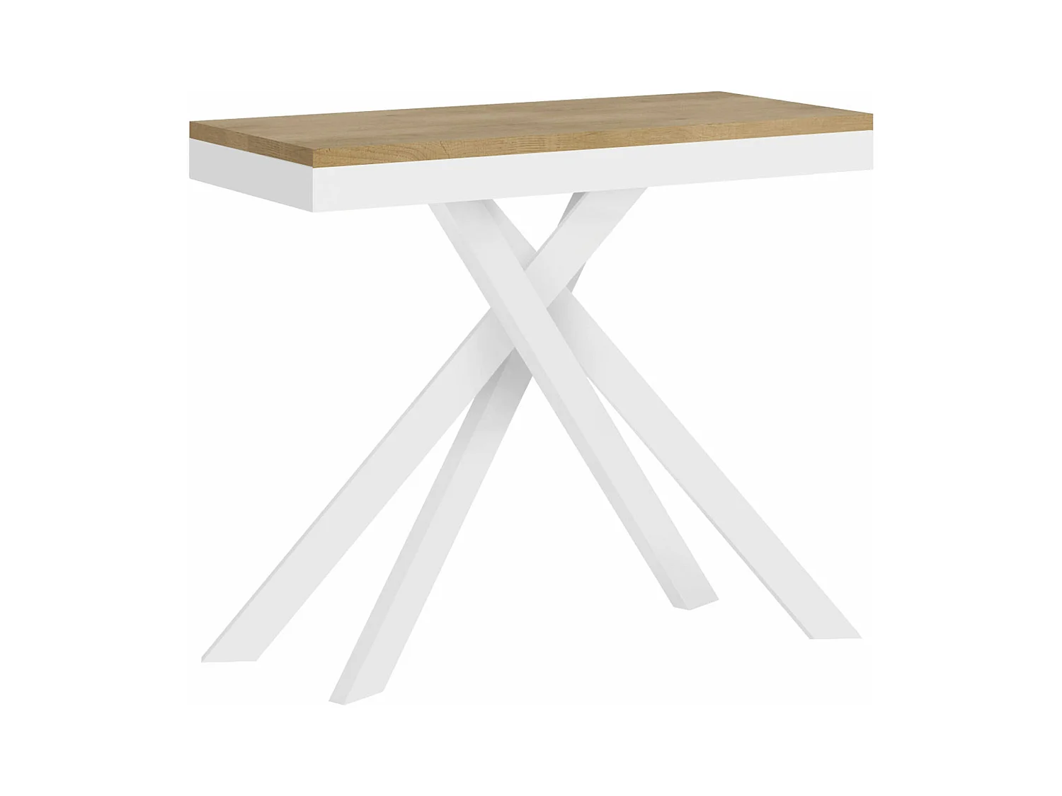 Uitschuifbare sidetable 90x40/300 cm Krack Evolution natuur eiken met wit frame