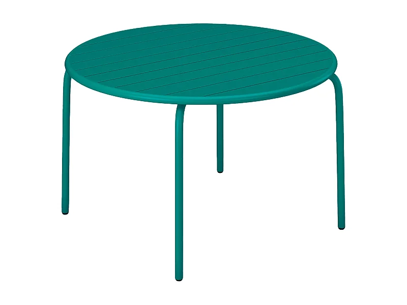 Table de jardin ronde D.110 cm en métal - Bleu canard - MIRMANDE de MYLIA