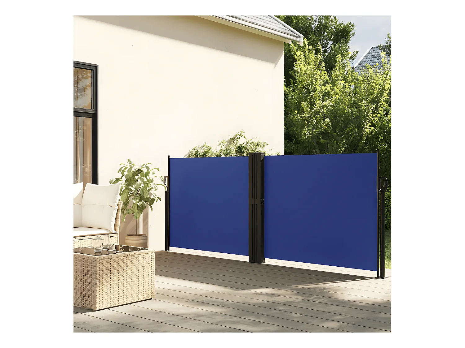Auvent latéral rétractable Bleu 140x1200 cm