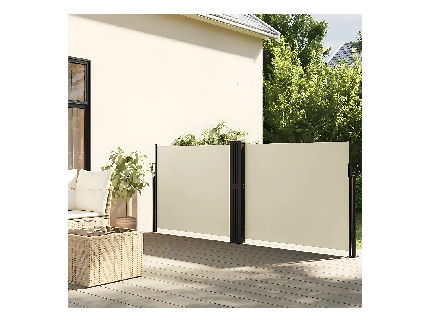 Auvent latéral rétractable Crème 140x1200 cm