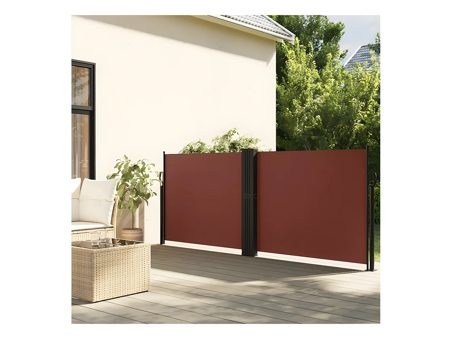 Auvent latéral rétractable Marron 140x1200 cm