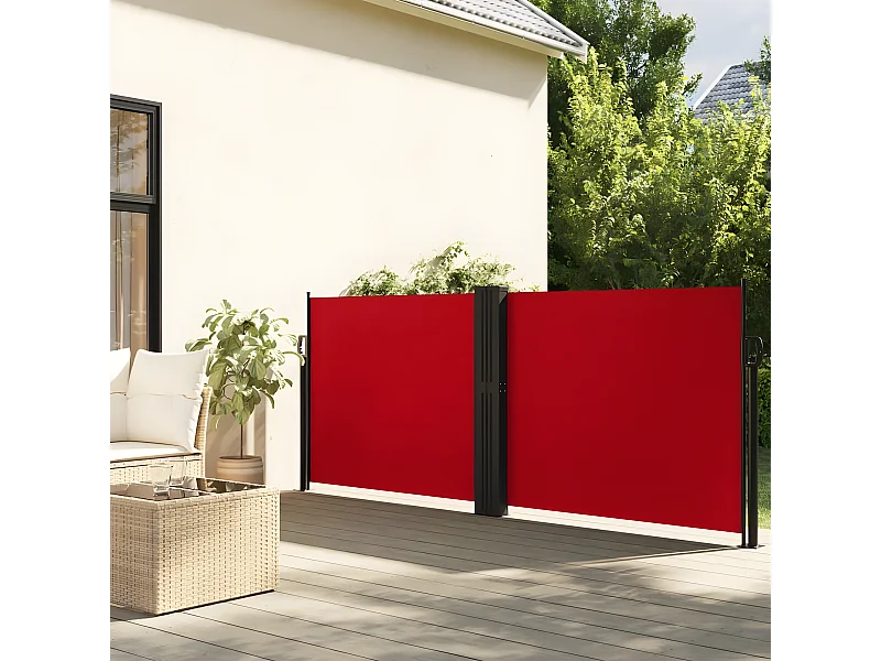 Auvent latéral rétractable rouge 140x1200 cm