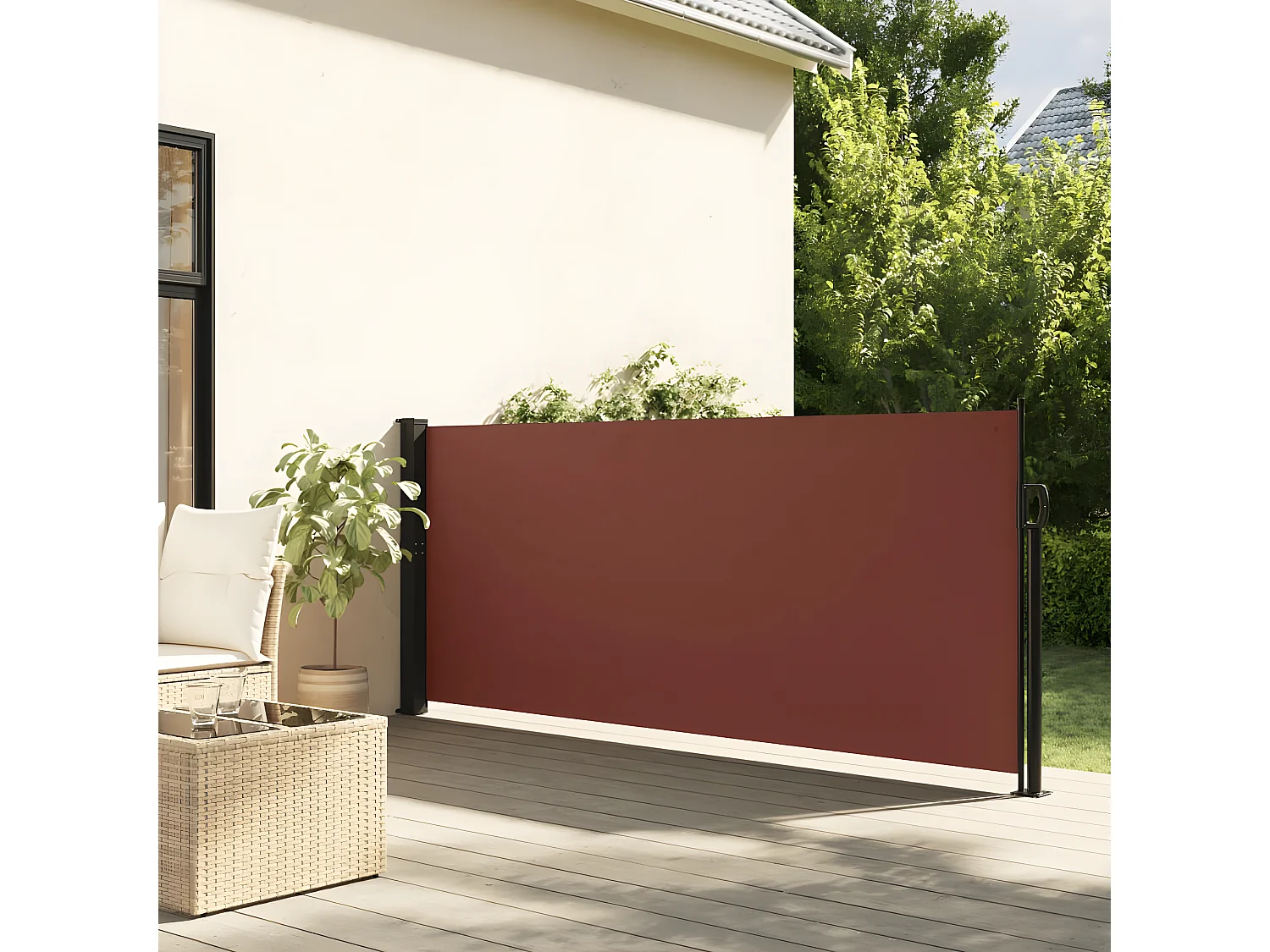 Auvent latéral rétractable marron 100x300 cm