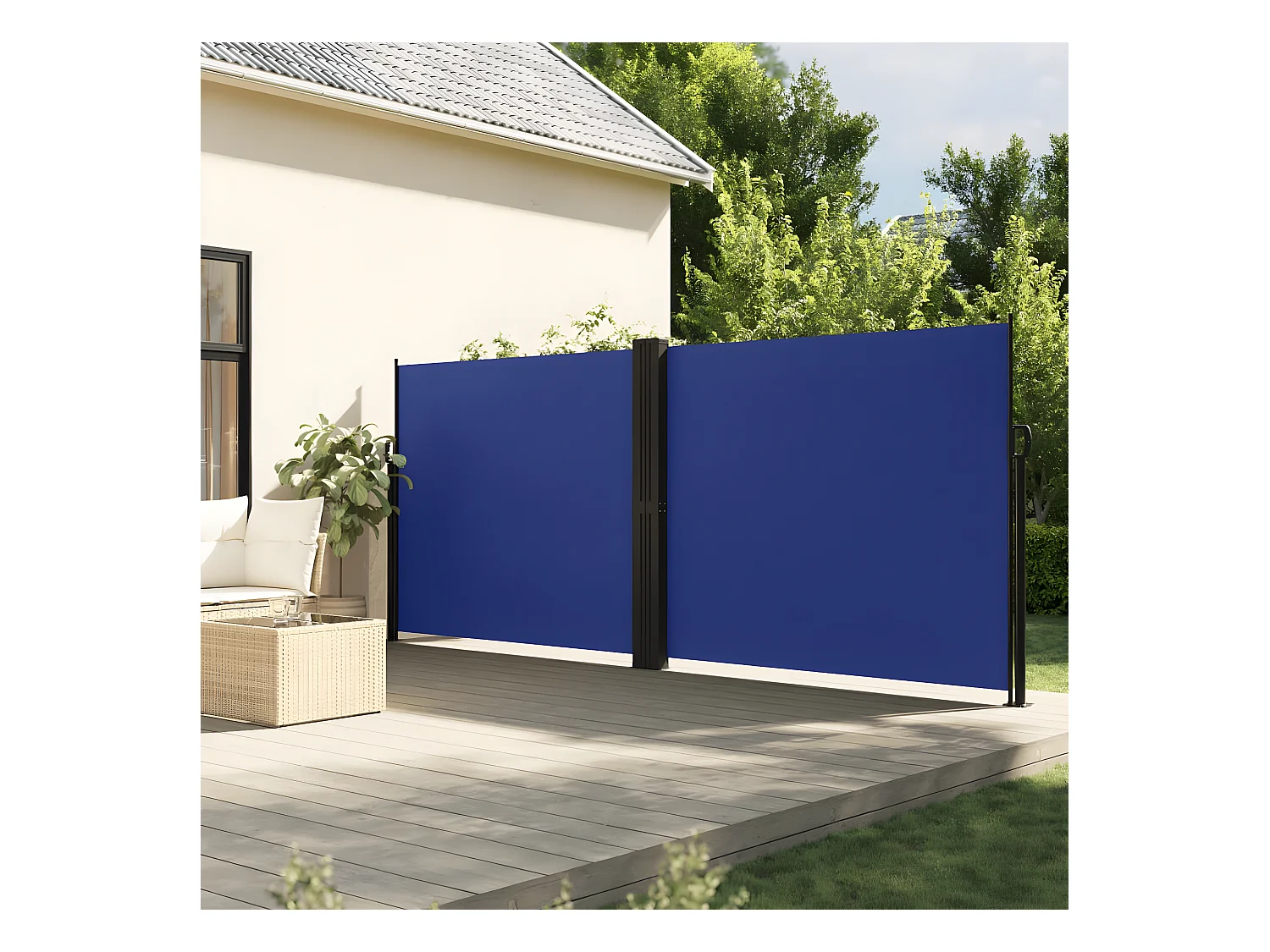 Auvent latéral rétractable bleu 160x1000 cm