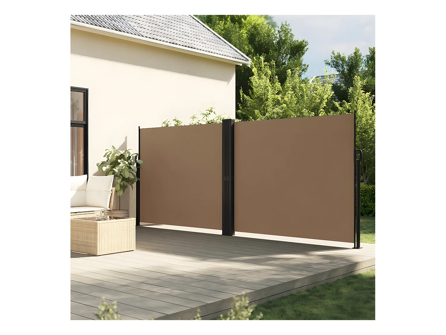 Auvent latéral rétractable taupe 160x600 cm