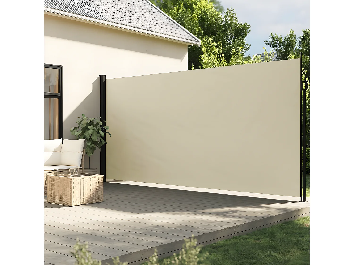 Auvent latéral rétractable crème 200x300 cm