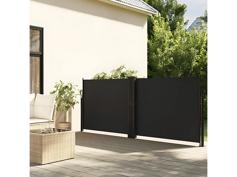 Auvent latéral rétractable noir 140x600 cm