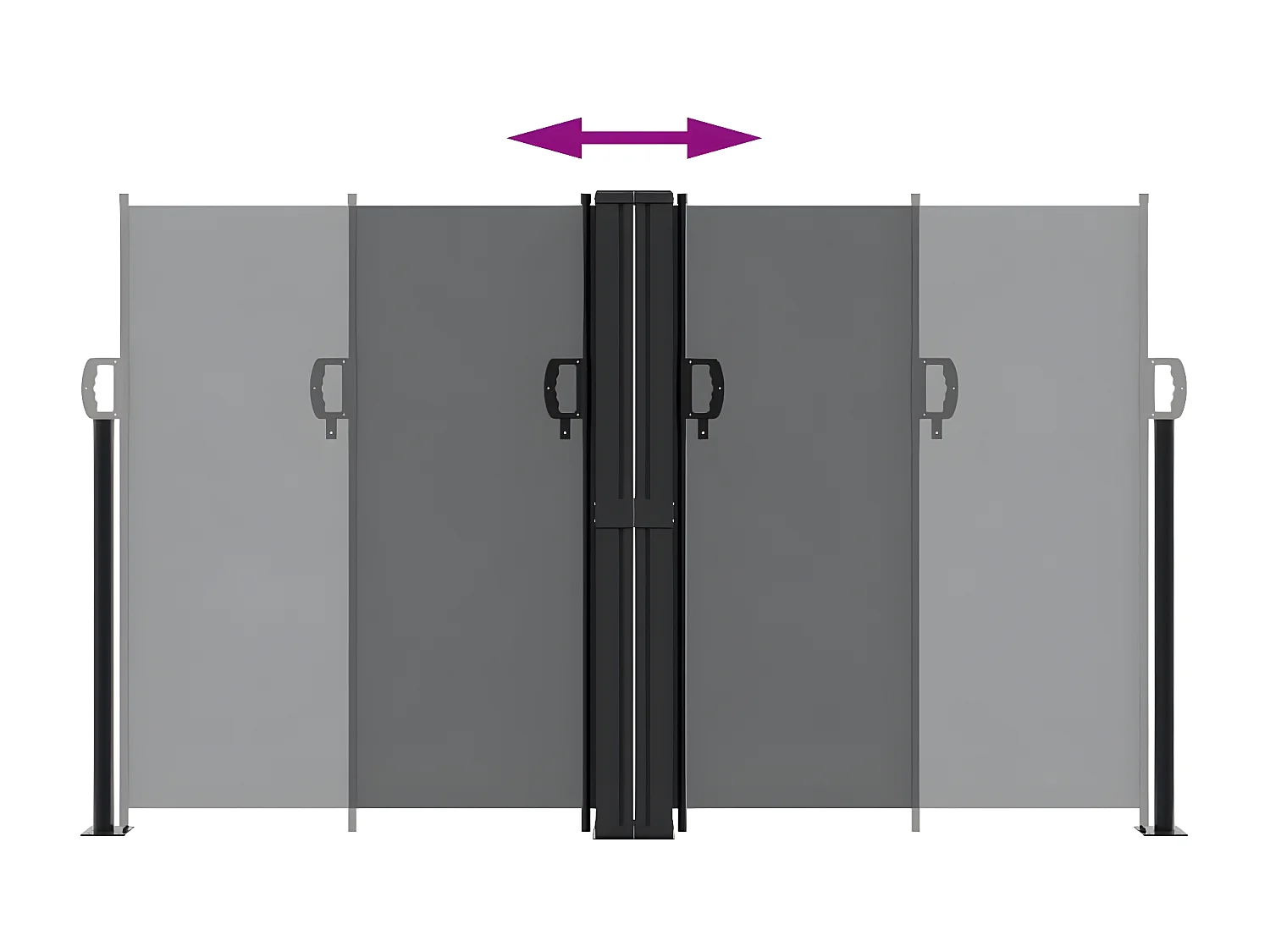 Auvent latéral rétractable noir 140x600 cm