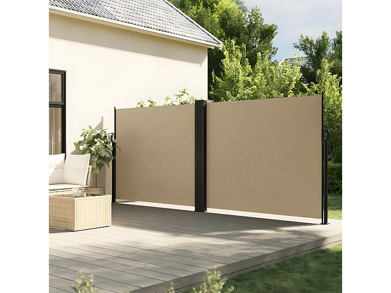 Auvent latéral rétractable beige 160x1000 cm