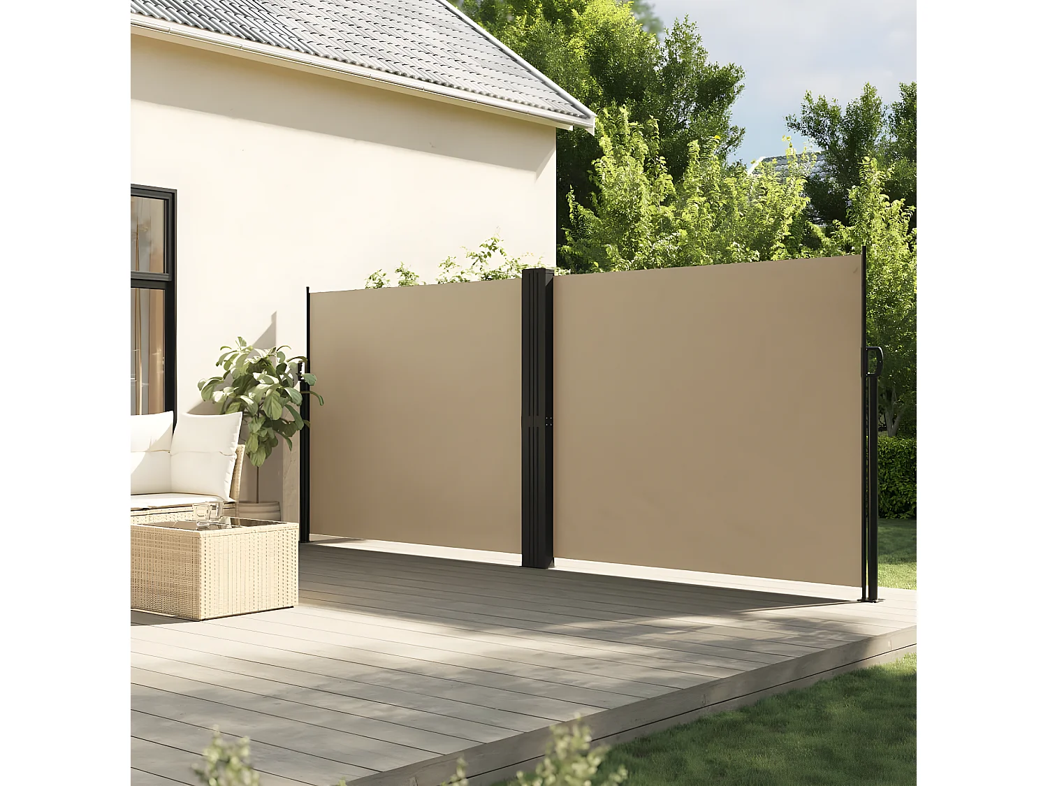 Auvent latéral rétractable beige 160x1000 cm