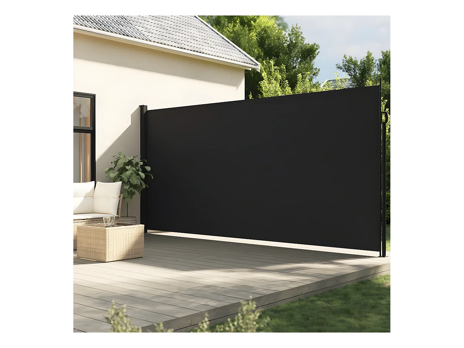 Toldo lateral retrátil 200x300 cm preto