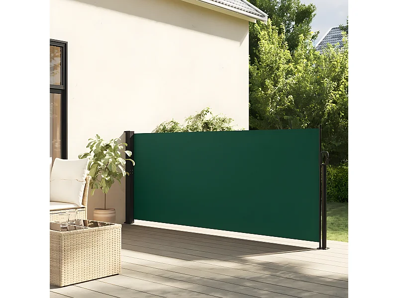Auvent latéral rétractable vert foncé 100x300 cm