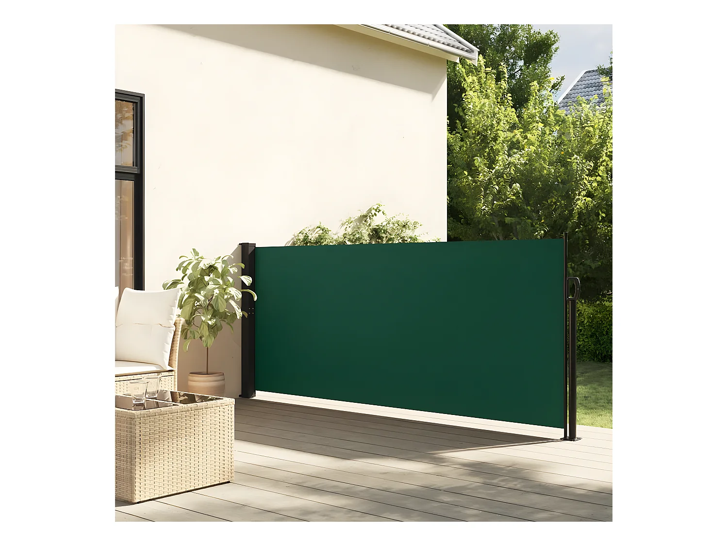 Auvent latéral rétractable vert foncé 100x300 cm
