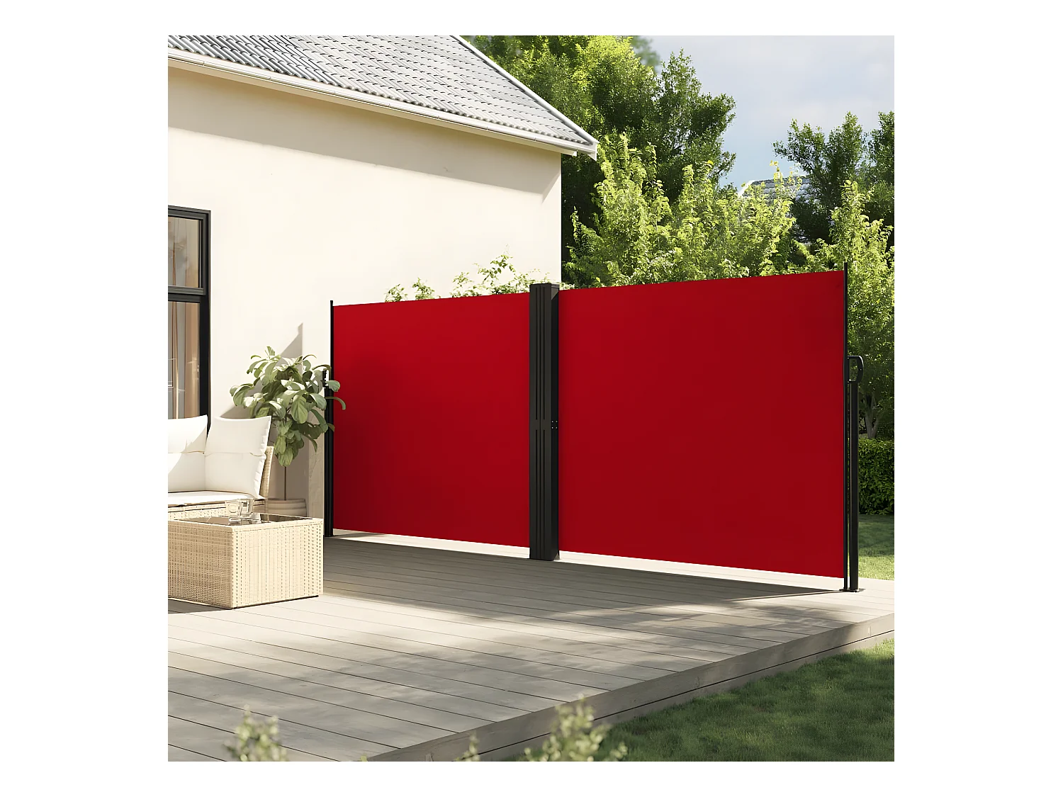 Auvent latéral rétractable rouge 160x1200 cm