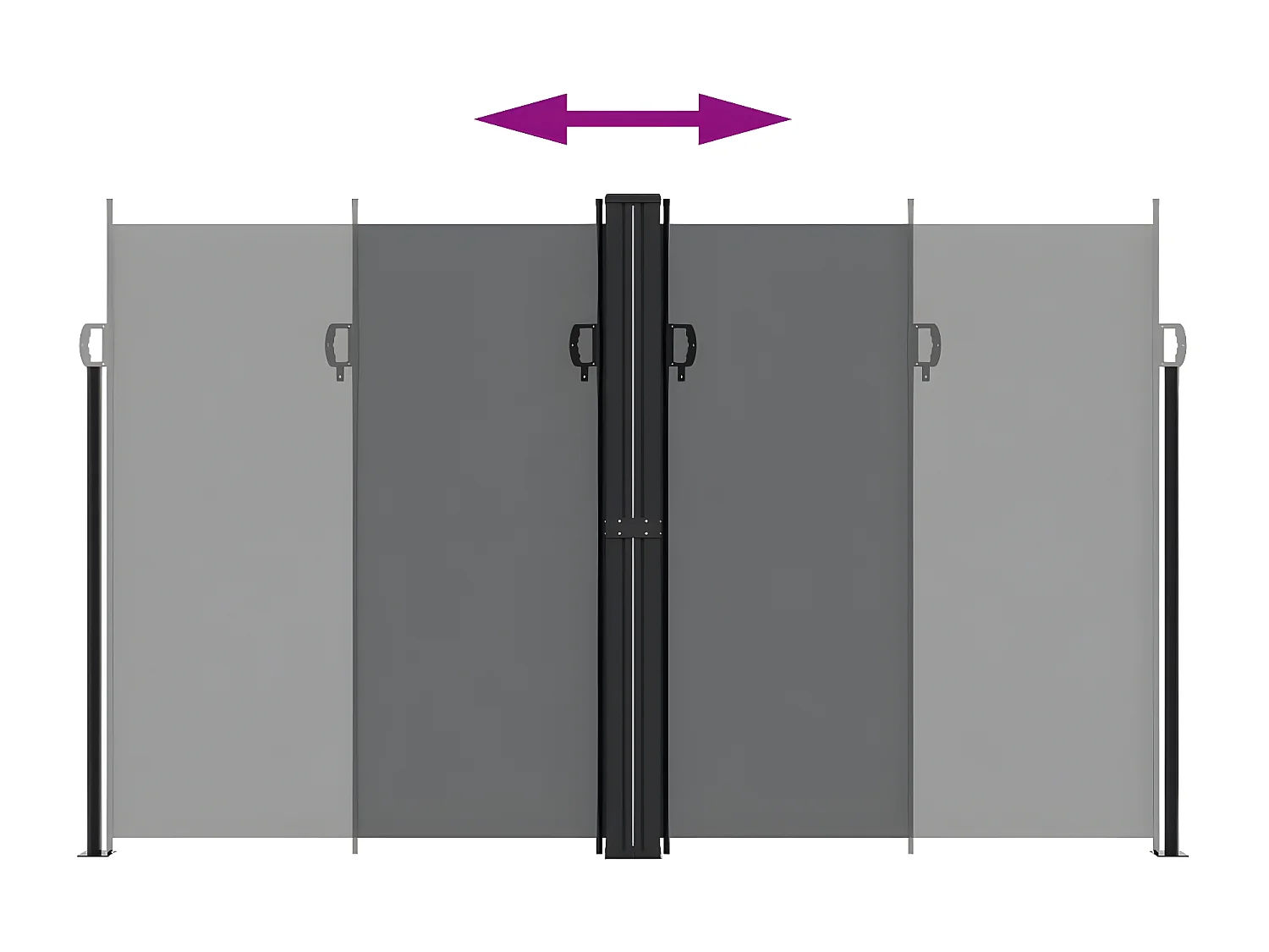 Auvent latéral rétractable noir 200x600 cm