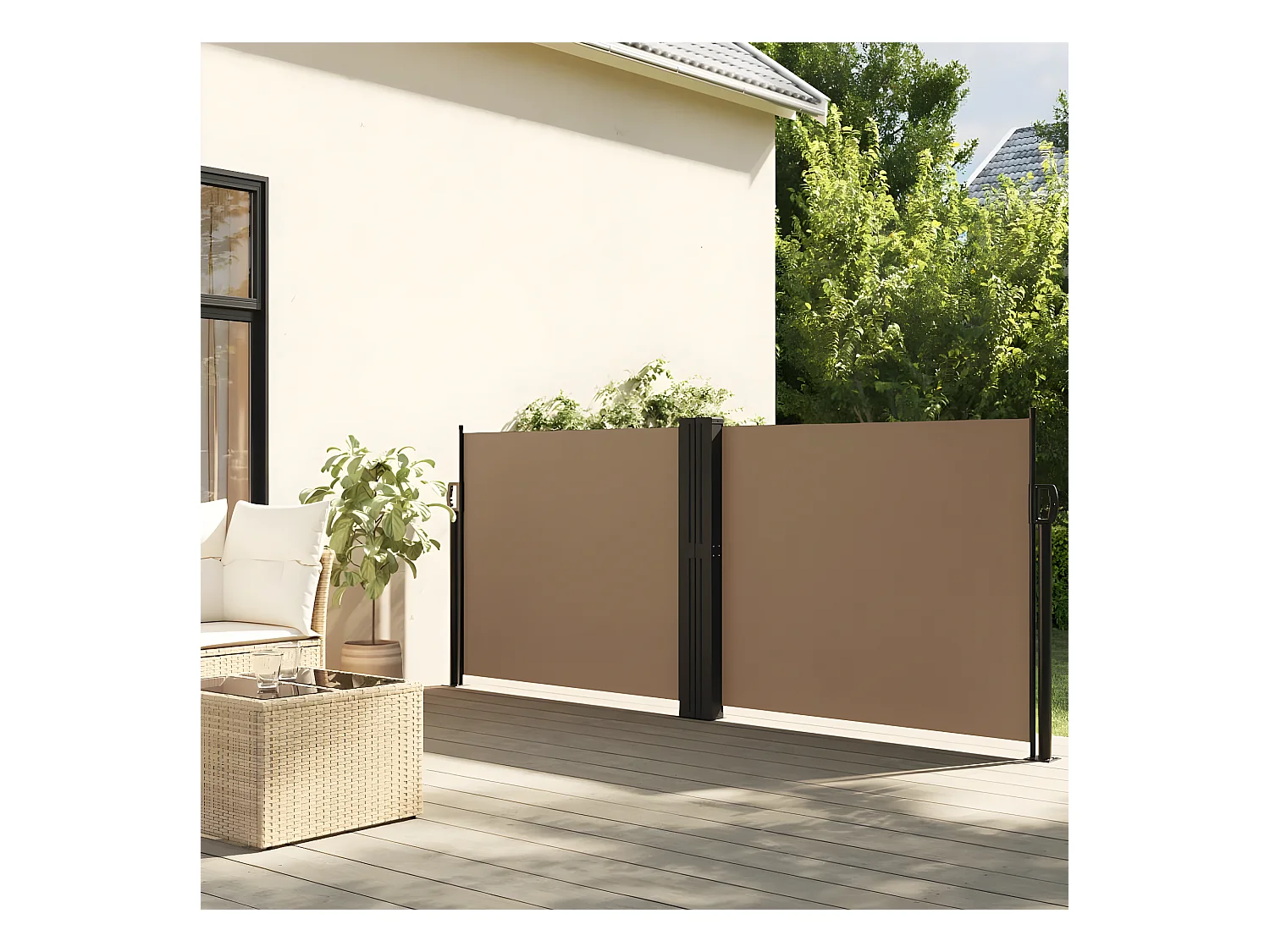 Auvent latéral rétractable taupe 140x1200 cm