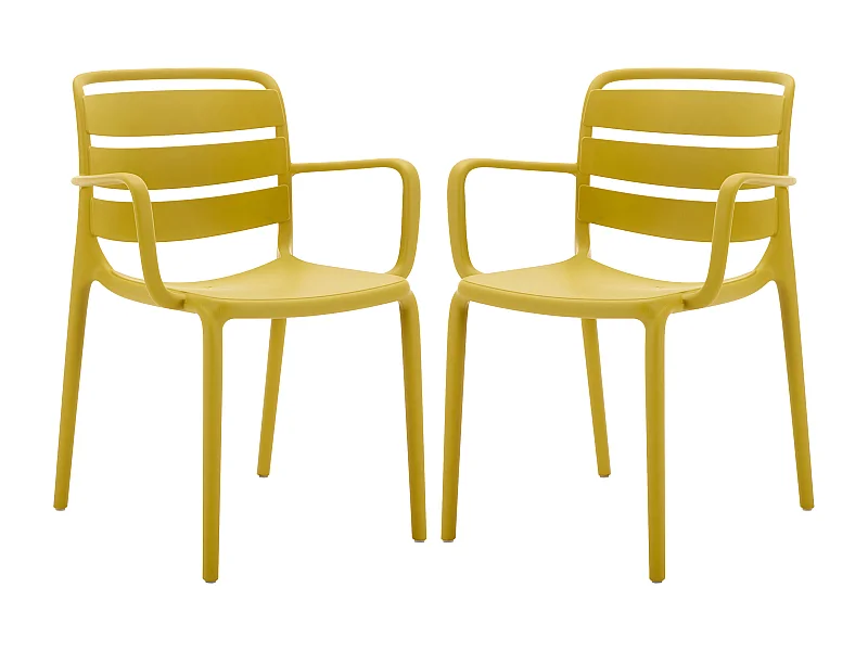 Lot de 2 fauteuils de jardin empilables en polypropylène - Jaune - MOAH de MYLIA