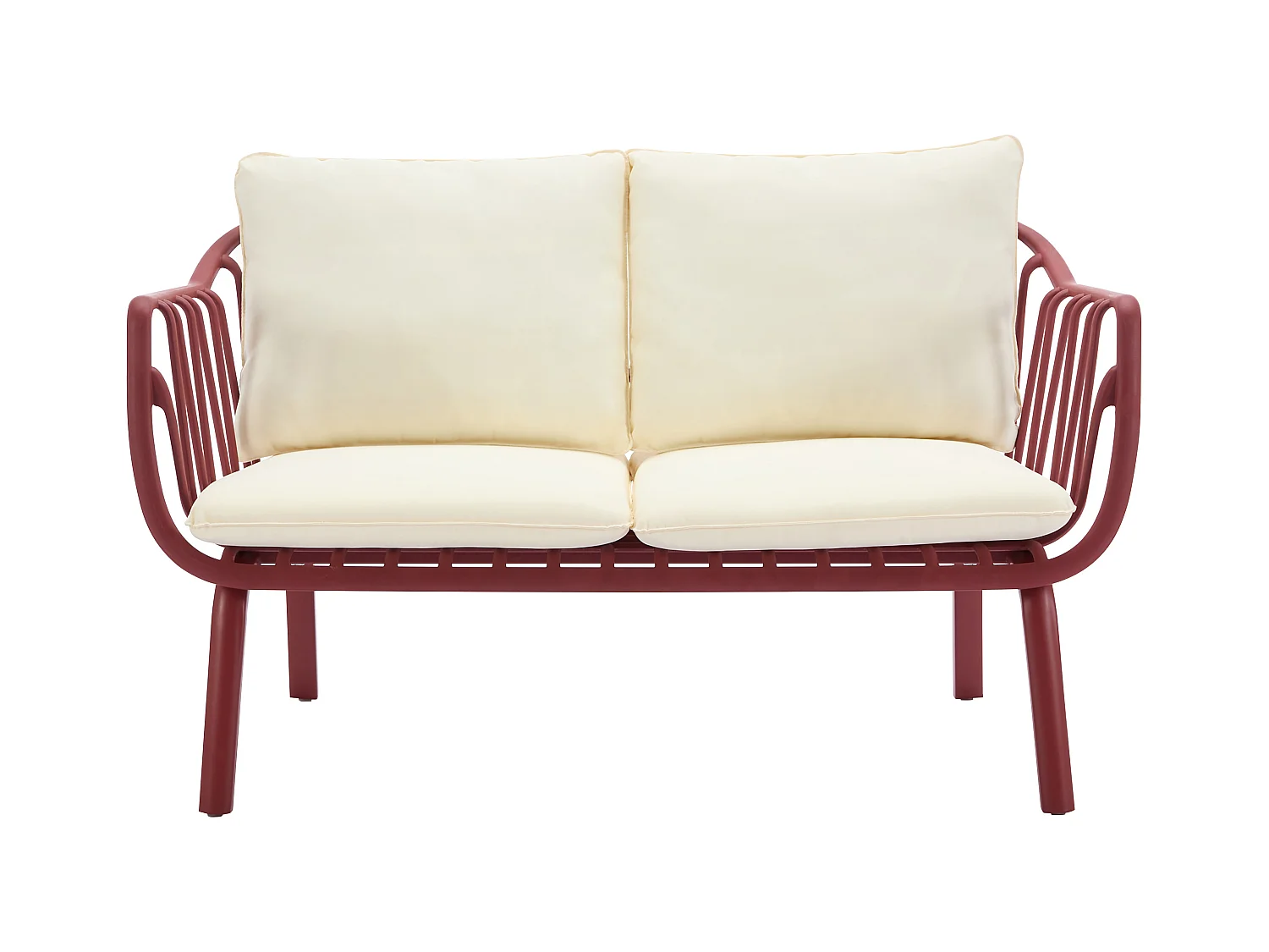Salon de jardin en polypropylène et métal : un canapé 2 places, 2 fauteuils et 2 tables basses - Bordeaux - LOYNA de MYLIA