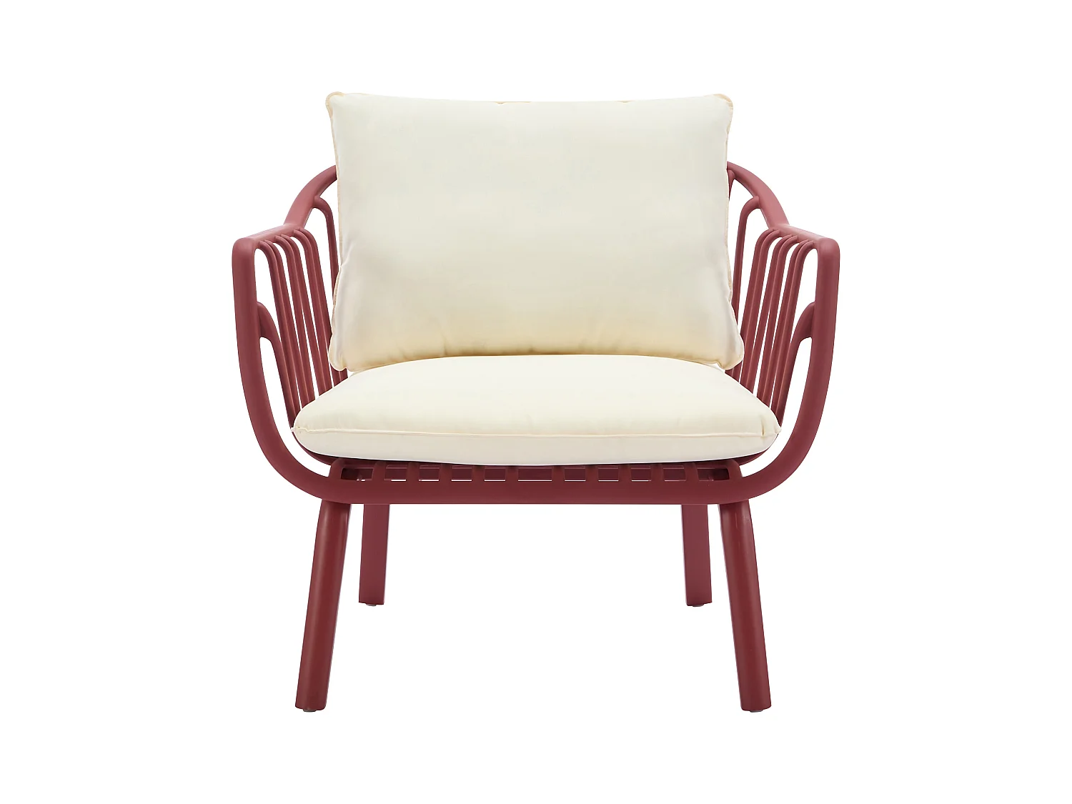Salon de jardin en polypropylène et métal : un canapé 2 places, 2 fauteuils et 2 tables basses - Bordeaux - LOYNA de MYLIA