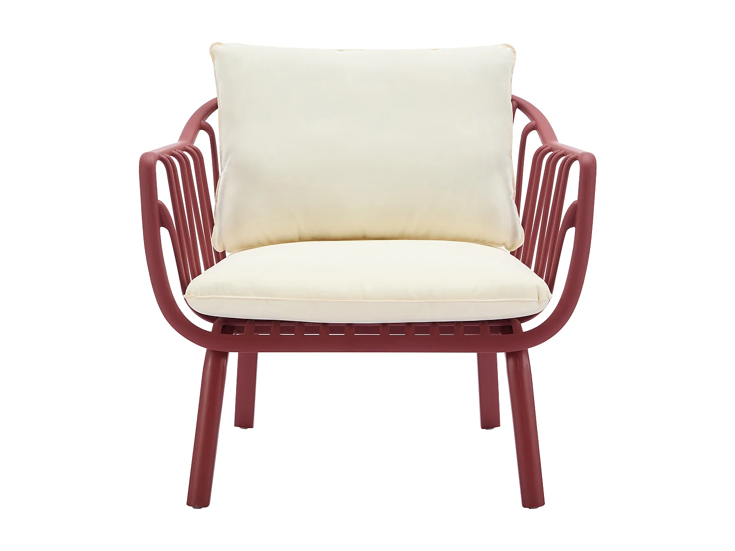 Garten-Sitzgruppe: 1 Sofa 2-Sitzer, 2 Sessel & 2 Tische - Polypropylen & Metall - Bordeauxrot - LOYNA von MYLIA