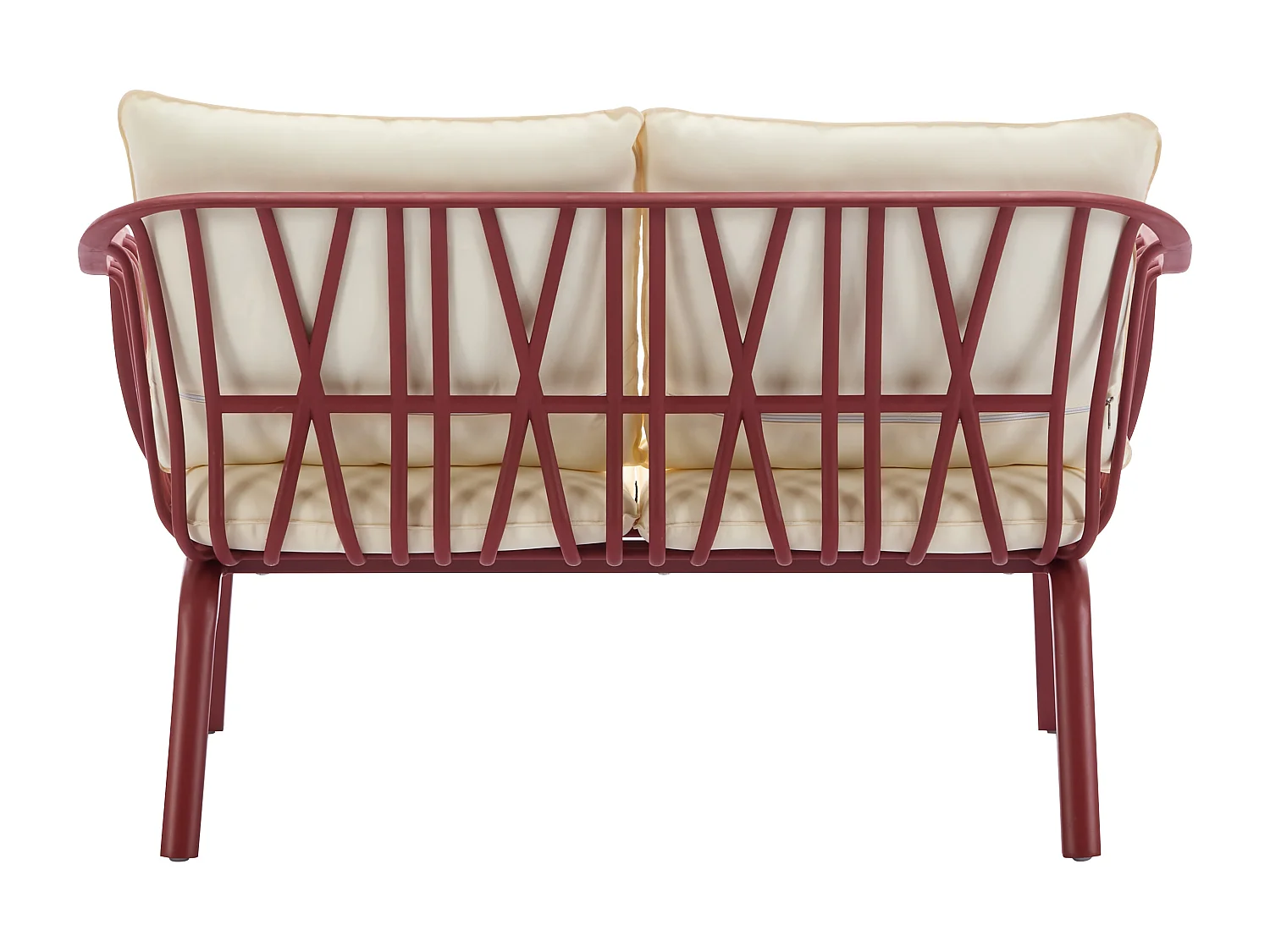 Garten-Sitzgruppe: 1 Sofa 2-Sitzer, 2 Sessel & 2 Tische - Polypropylen & Metall - Bordeauxrot - LOYNA von MYLIA