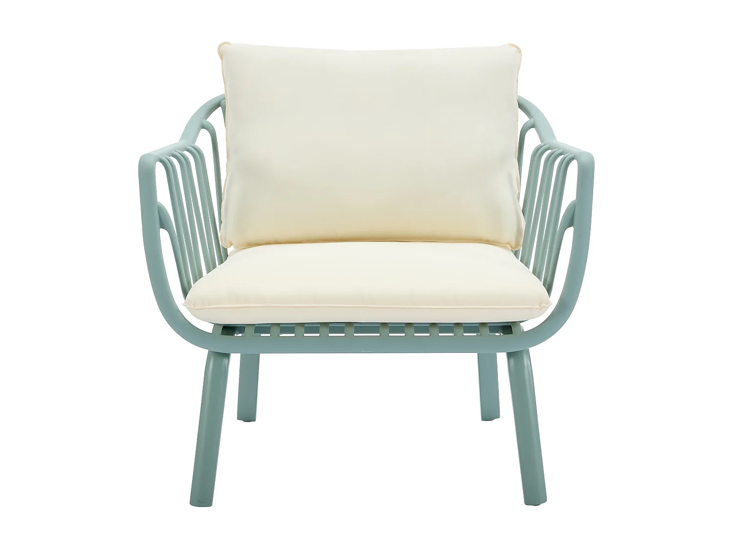 Garten-Sitzgruppe: 1 Sofa 2-Sitzer, 2 Sessel & 2 Tische - Polypropylen & Metall - Mandelgrün - LOYNA von MYLIA