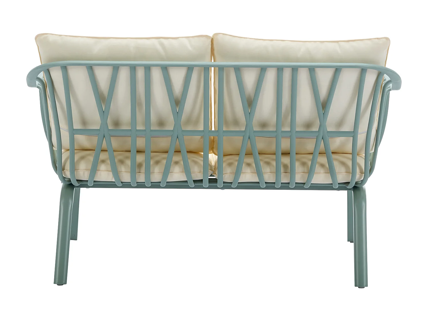 Garten-Sitzgruppe: 1 Sofa 2-Sitzer, 2 Sessel & 2 Tische - Polypropylen & Metall - Mandelgrün - LOYNA von MYLIA