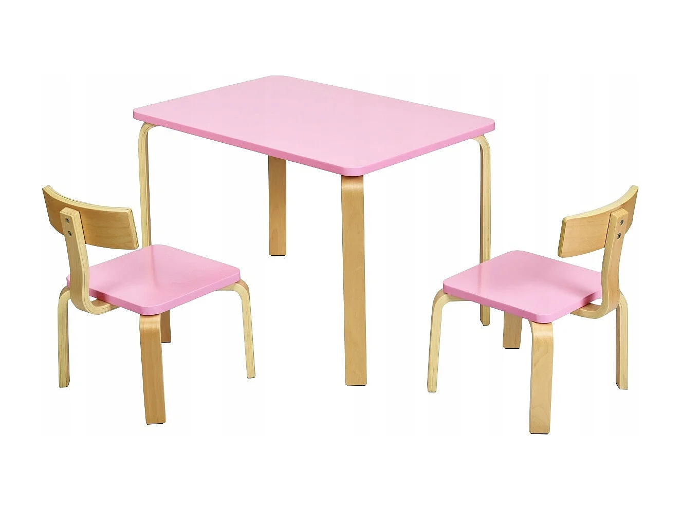 Set tavolo e 2 sedie di legno per bambini per casa asilo e aule 78x53x53cm Rosa