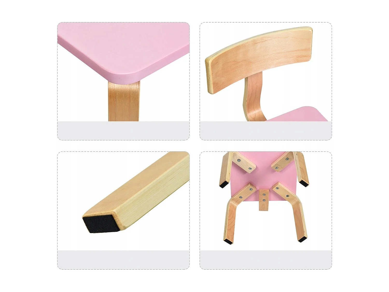 Set tavolo e 2 sedie di legno per bambini per casa asilo e aule 78x53x53cm Rosa